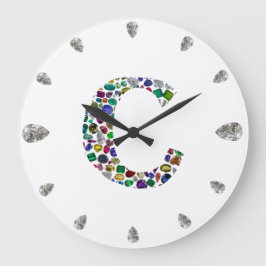 C Initial Gem Design Große Wanduhr