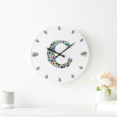 C Initial Gem Design Große Wanduhr (Zuhause)