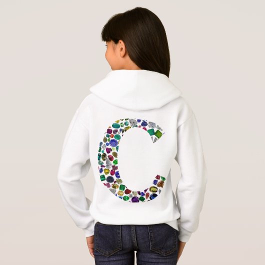 C Initial Gem Design Hoodie (Schwarz voll)