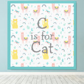 C is For Cat Boho Niedlich Alapaca Kitty Green Kin Leinwanddruck (Insitu (Holzboden))