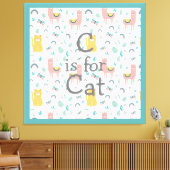 C is For Cat Boho Niedlich Alapaca Kitty Green Kin Leinwanddruck (Insitu (Wohnzimmer))
