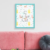 C is for Cat Green Trim Boho Niedlich Alapaca Kind Leinwanddruck (Insitu (Wohnzimmer))