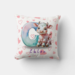 C is for Cow – Personalized Baby Pillow with Heart Kissen
