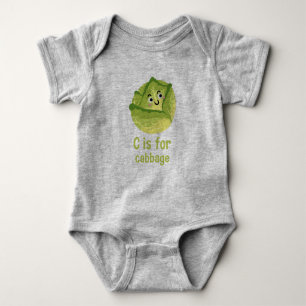 C ist für CABBAGE Green Veggie Alphabet C Baby Strampler