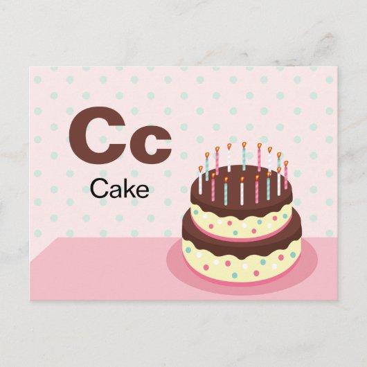 C ist für Cake - Alphabet Flash Card Postkarte (Vorderseite)