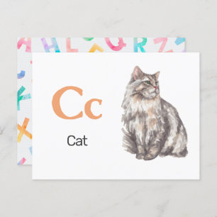 C ist für Cat - Alphabet Flash Card Postkarte
