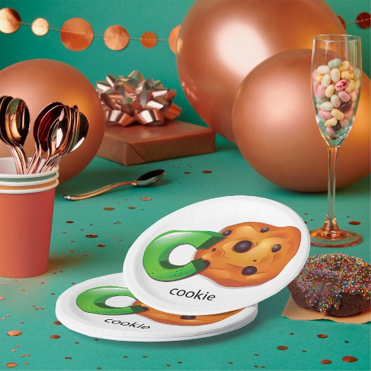 C ist für Cookie Alphabet Letter Chocolate Chip Pappteller