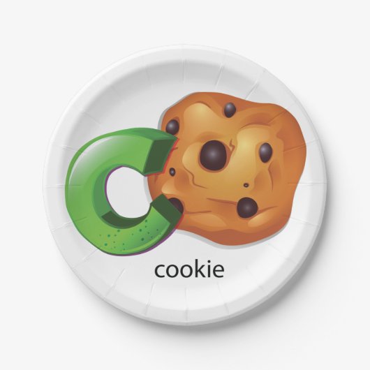 C ist für Cookie Alphabet Letter Chocolate Chip Pappteller (Vorderseite)