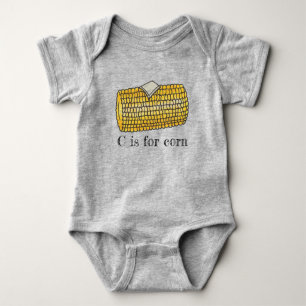 C ist für Corn Yellow Corncob Cob Butter Alphabet Baby Strampler