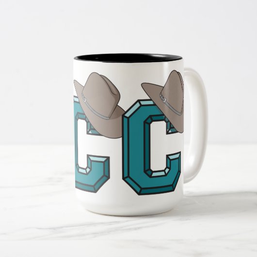 C ist für Cowboy Zweifarbige Tasse (VorderseiteRechts)