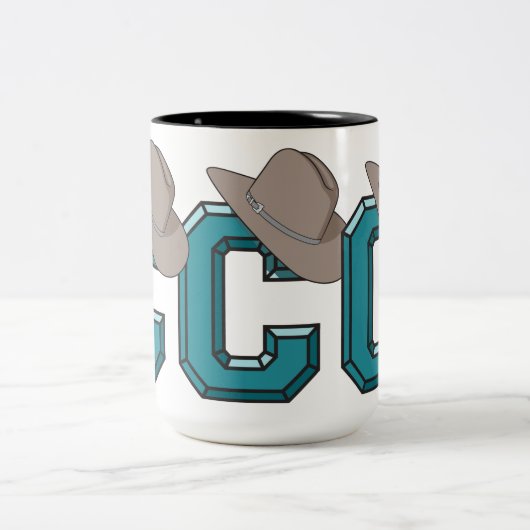 C ist für Cowboy Zweifarbige Tasse (Mittel)