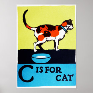 C ist für Katze ABC 1923 Vintage Alphabet Poster