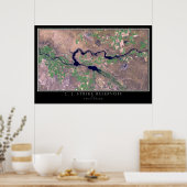 C J Strike Reservoir Idaho Satellite Poster Karte (Küche)