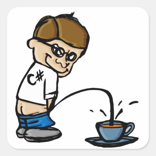 C#-Kid-Aufkleber (Farbe) Quadratischer Aufkleber (Vorderseite)