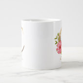 C Letter Gold Monogram | Rosa Blumengrün Jumbo-Tasse (Vorderseite)