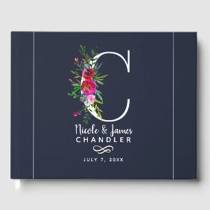 C Letter Initial Monogram Floral Name Wedding Gästebuch