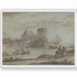 C.Lorrain - Figuren in einer Landschaft vor einem  Aufkleber