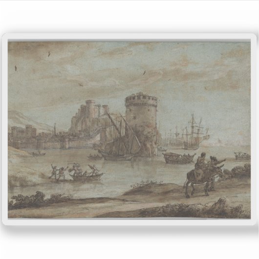 C.Lorrain - Figuren in einer Landschaft vor einem Aufkleber (Vorderseite)