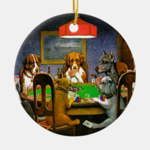 C. M. Coolidge Hogs Pets Poker Cards Spaß Destina Keramik Ornament