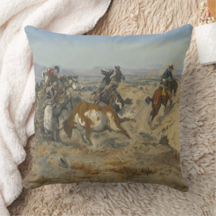 C.M Russell in Trouble Vintag Western Cowboy Kissen