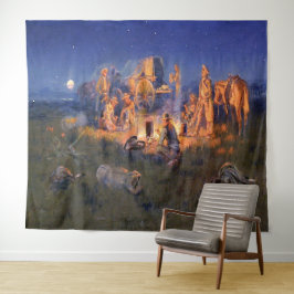 C M Russell Laugh tötet einsamen Western Wandteppich