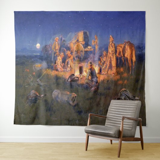 C M Russell Laugh tötet einsamen Western Wandteppich (Beispiel (Horizontal))