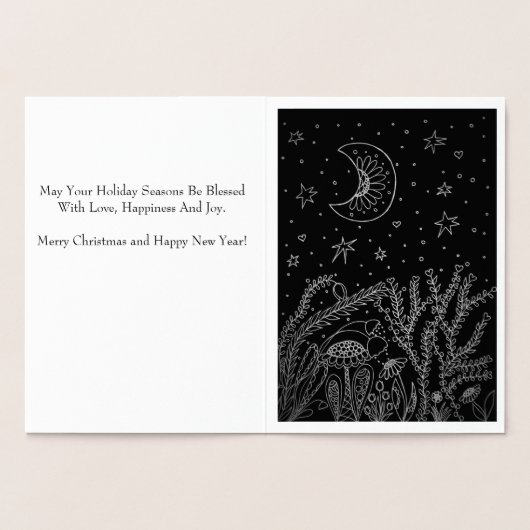 C Mond, Blume, Träume, Magische Weihnachtskarte Folienkarte (Innenseite)