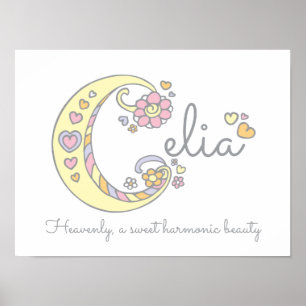 C monogram art Celia girls name meint poster
