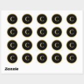 C: Monogram C Elegant Gold und Black Sticker (Blatt)