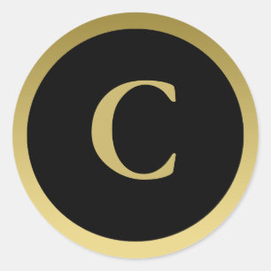C: Monogram C Elegant Gold und Black Sticker