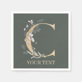 C Monogram Floral Personalisiert Napkins Serviette