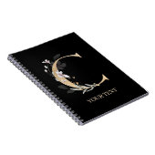 C Monogram Floral Personalisiertes Notebook Notizblock (Rechte Seite)