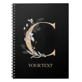 C Monogram Floral Personalisiertes Notebook Notizblock