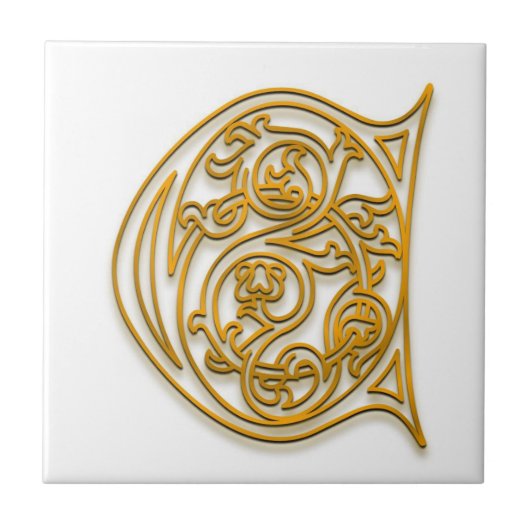C Monogram "Irish Gold" Keramik Tile Fliese (Vorderseite)