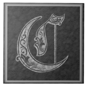 C Monogram "Royal Gray Stone" Keramik Tile Fliese