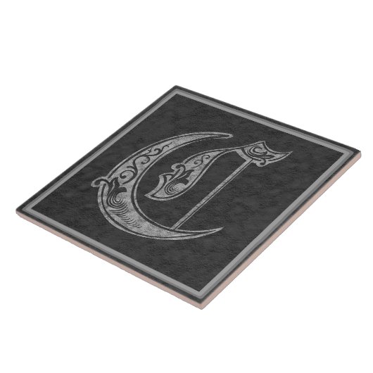 C Monogram "Royal Gray Stone" Keramik Tile Fliese (Seite)