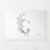 'C' Monogram Schöne gezeichnete Blumenhochzeit Dreifach Gefaltete Einladung (Cover)