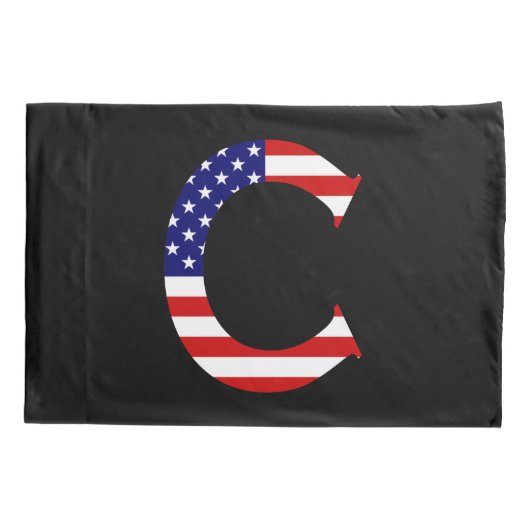 C Monogram überlagert auf US Flag Pccn Kissenbezug (Rückseite)