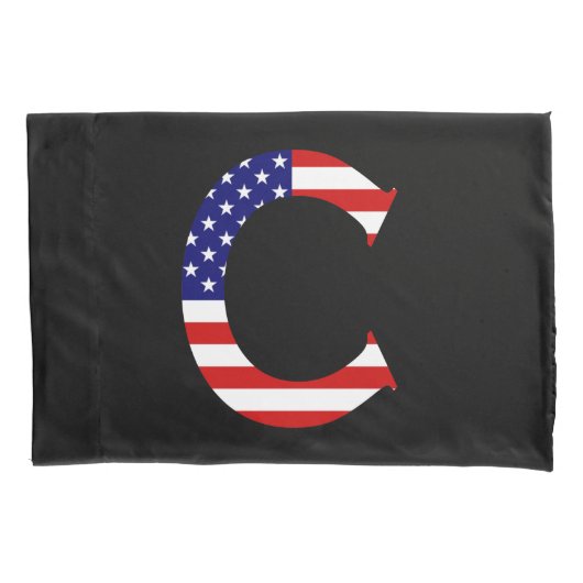 C Monogram überlagert auf US Flag Pccn Kissenbezug (Vorderseite)