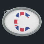 C Monogram überlagert sich auf der Flagge der Unio Ovale Gürtelschnalle<br><div class="desc">C Monogram überlagert sich auf Union Jack Flag Belt Buckle Design © Trinkets and Things 2017 - AHP Design. Alle Rechte vorbehalten. 030417</div>