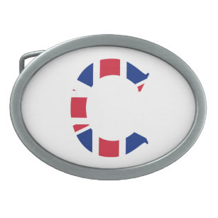 C Monogram überlagert sich auf der Flagge der Unio Ovale Gürtelschnalle