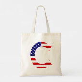 C Monogram überlagert sich auf der Flagge der USA Tragetasche (Rückseite)