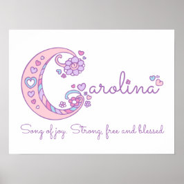 C monogramm art Carolina girls name meint poster