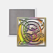 C Monogramm "Celtic Rainbow" Square Magnet (Vorderseite/Rückseite)