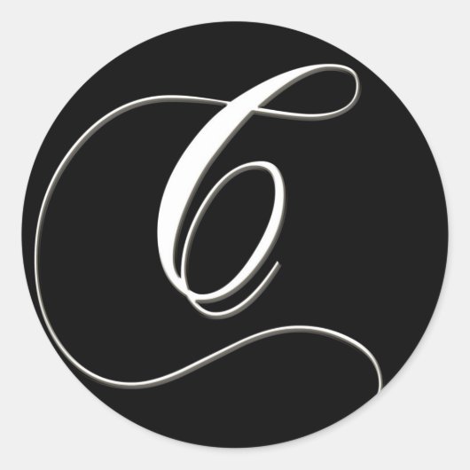 C monogramm - elegantes Schwarzweiß Runder Aufkleber (Vorderseite)