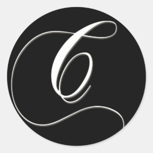 C monogramm - elegantes Schwarzweiß Runder Aufkleber