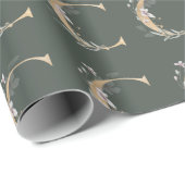 C Monogramm Floral Geschenkpapier (Rolleneckpunkt)