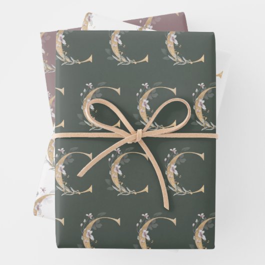 C Monogramm Floral Geschenkpapier Set (Beispiel)