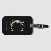 C Monogramm Floral Personalisiert Gepäckanhänger (Vorderseite (Horizontal))