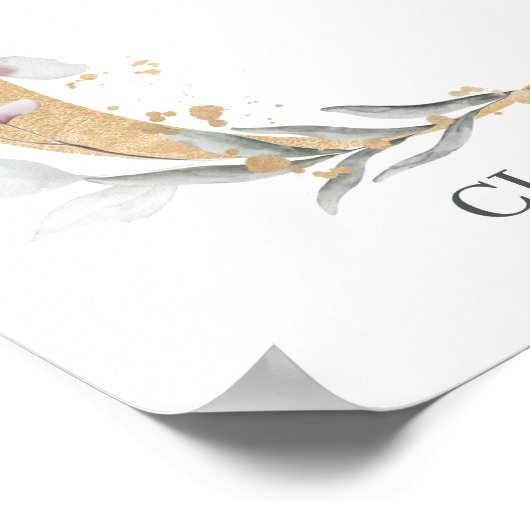 C Monogramm Floral Personalisiert Poster (Ecke)